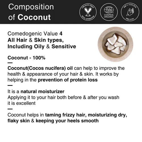 Pure & Natural Virgin Coconut Oil Clinically proven for Hair Growth
