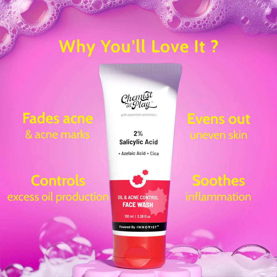 Chemist at play 2% Salicylic Acid Face Wash for Acne & Oil Control - 100 ml